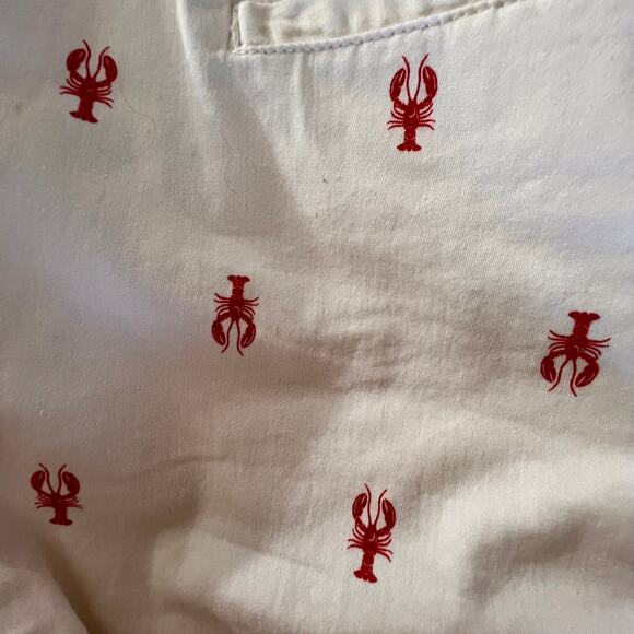 Caribbean Joe Bermuda Shorts Lobster Print Red White Cotton Size 12 - Picture 5 of 9